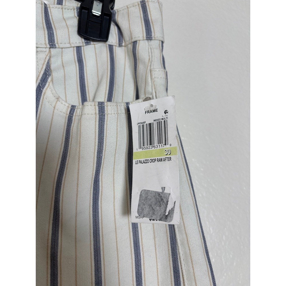 NEW FRAME Le Palazzo Striped Raw Wide Leg Jeans in Indigo Multi Size 30/10 - Picture 6 of 8